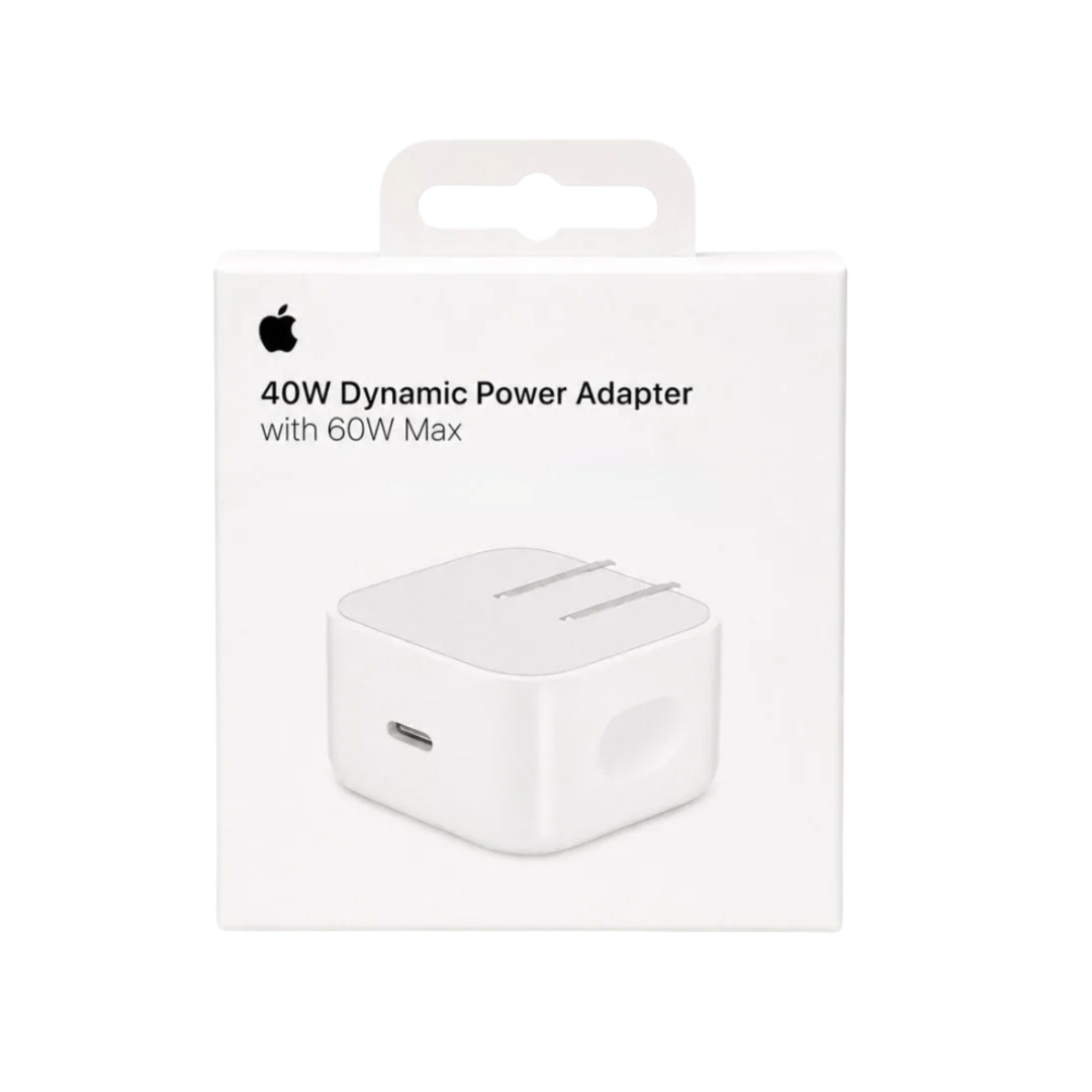 Cargador cubo iPhone 40W carga rápida compatible hasta 60W color blanco