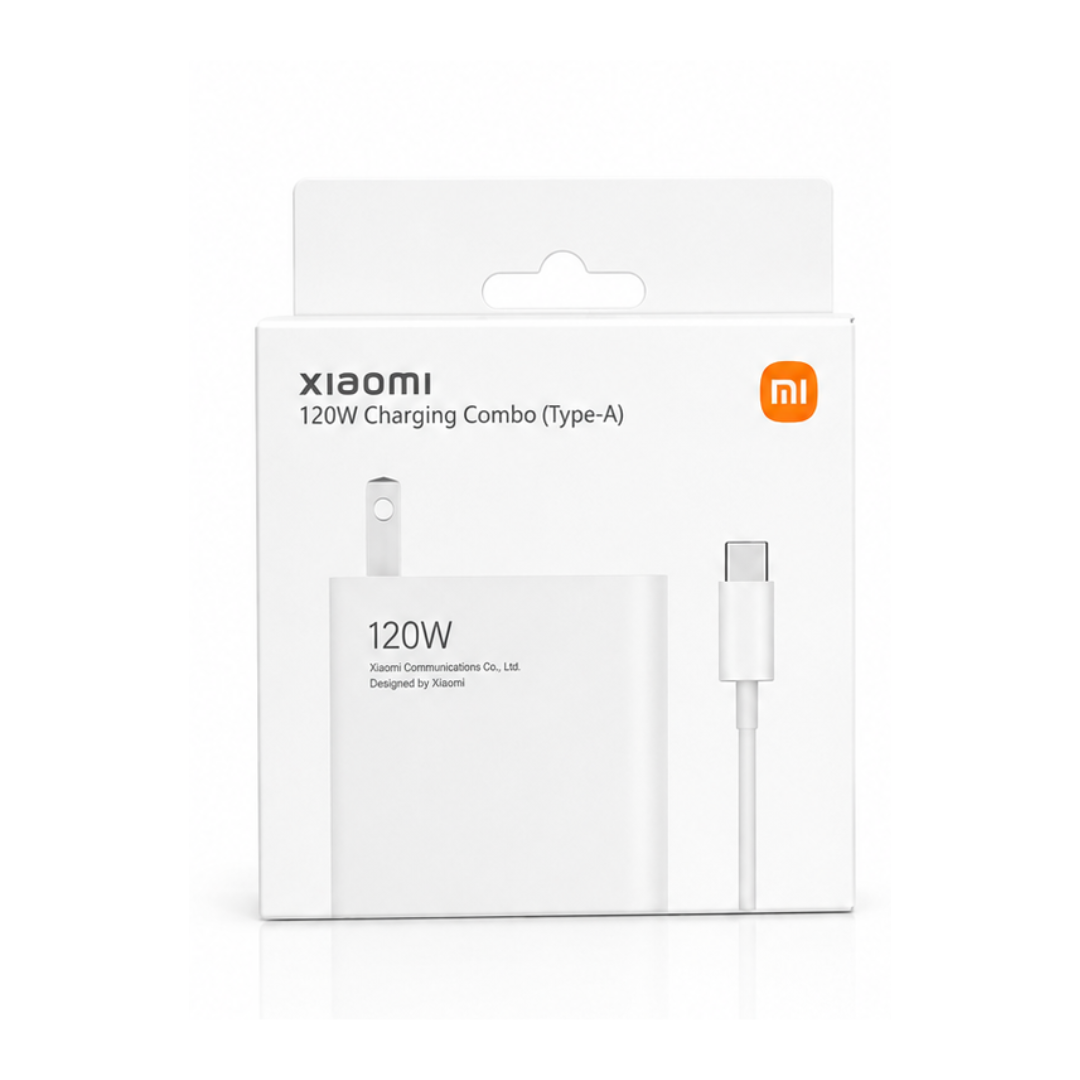 Cargador Xiaomi 120W con cable Type-A carga rápida para smartphones Xiaomi Redmi y POCO.