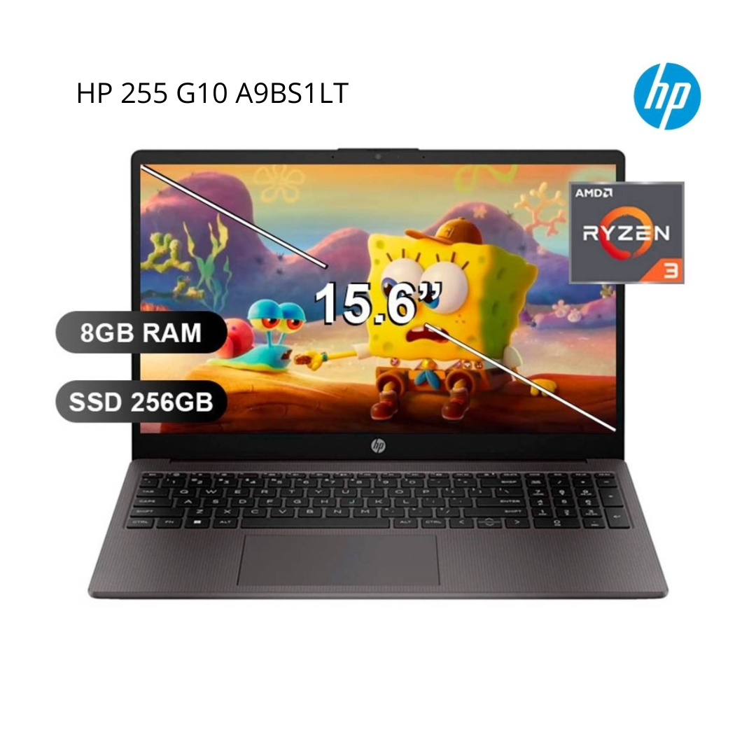 Laptop HP 255 G10 Ryzen 3 7320U 8GB RAM 256GB SSD pantalla 15.6 pulgadas HD